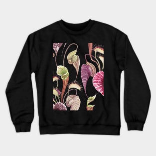 Exotic flowers, Carnivorous plants tropical print. Watercolor Pelican flower, Venus Flytrap Crewneck Sweatshirt